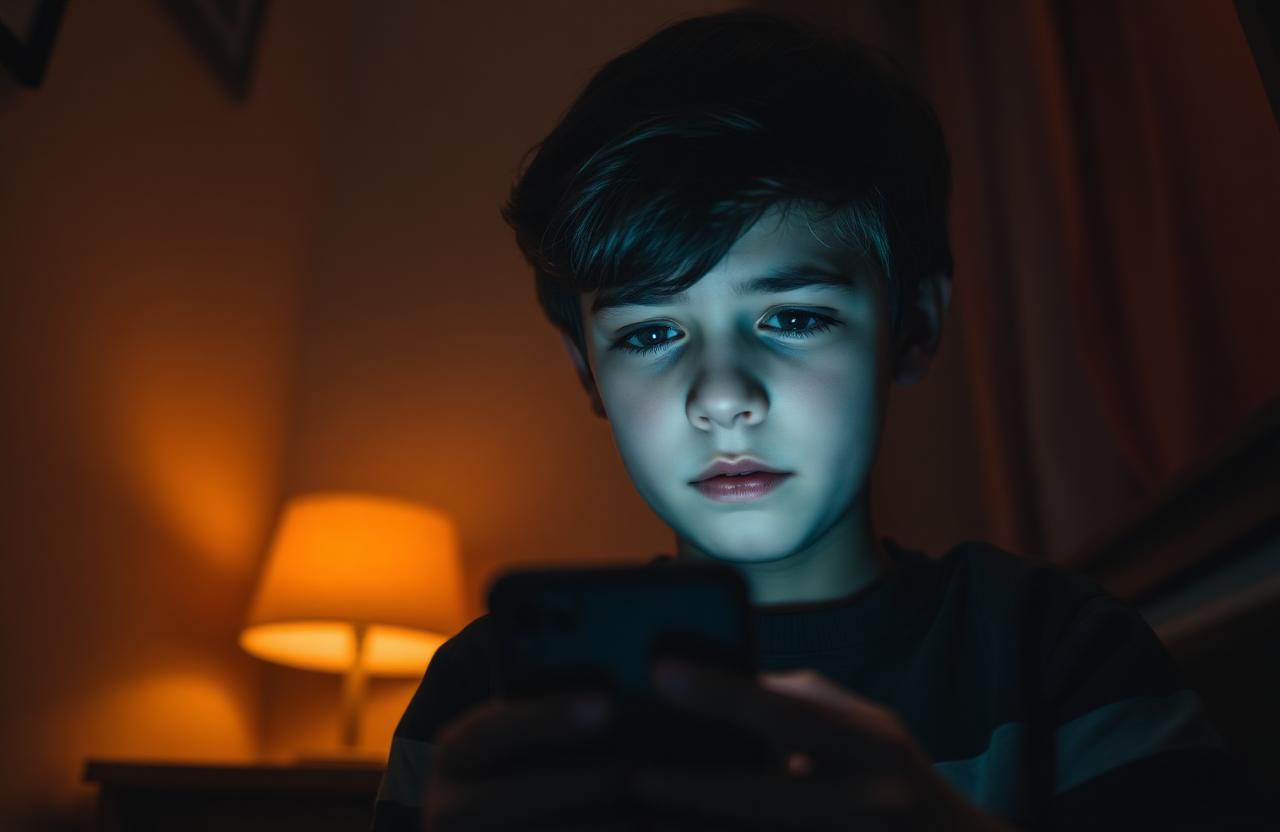 Família conversando com criança sobre uso do celular
